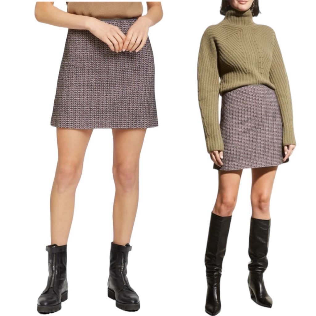 Theory B.Walden Cotton & Wool Blend Tweed Skirt